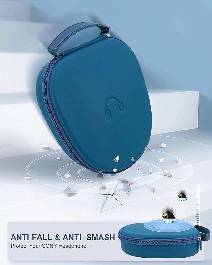 Headphone Case for Sony WH-CH720N WH-CH720NB, Hard Portable Over Ear Headphone Carrying Case, Wireless Headphone Storage Protective Case for Travel Home (Blue-Pattern)