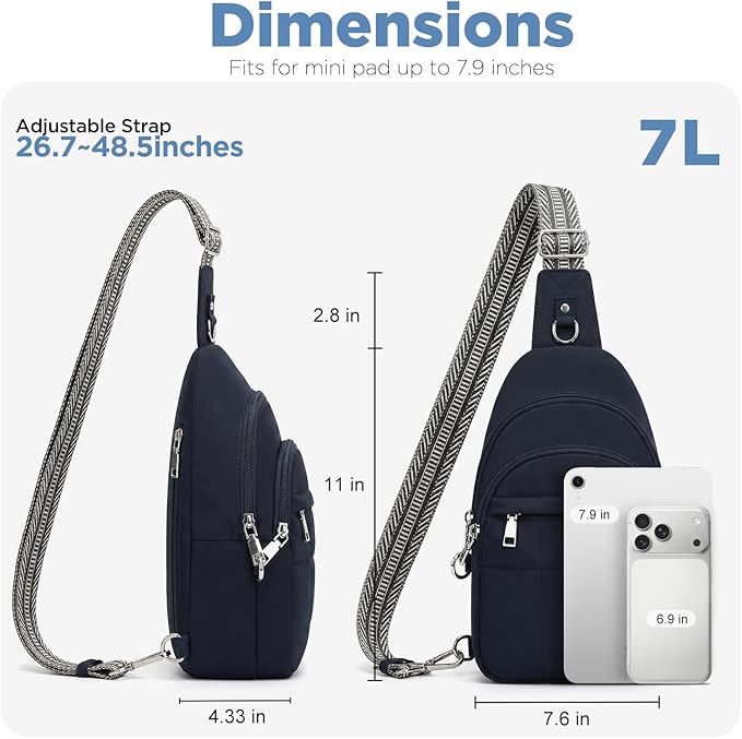 Anti Theft Sling Bag for Men & Women, Lightweight Puffer RFID Crossbody Bag for Travel, Commuting & City Walking, Hands-Free Everyday Essentials Bag Dark Blue