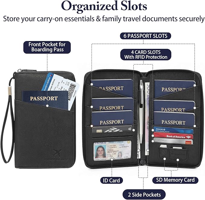 Family Passport Holder for Travel Women and Men RFID Passport Holder with Card Slots Holder Passport Case Passport cover Passport Wallet Travel Essentials and Accessories