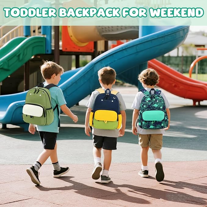 BTOOP Kids Backpack for Boys Girls 3-6, Preschool Kindergarten Backpack with Insulated Lunch Compartment & Chest Strap, Cute Dinosaur Lightweight School Travel Bag Fits A4 Folder
