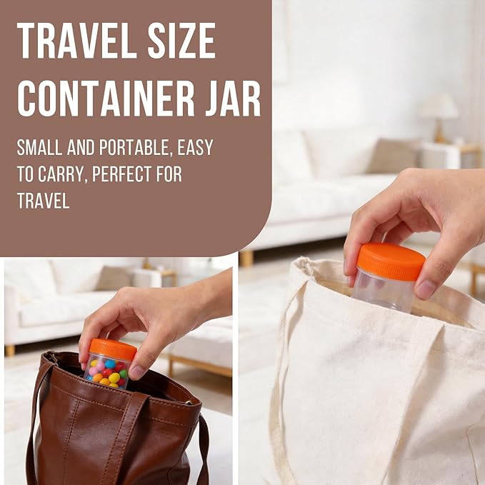 DEMORA Small Travel Containers Plastic Jars with Lids for Creams, Refillable TSA Approved Travel Size Containers for Lotion Makeup Cosmetic Ointments Slime, PP, BPA Free (Orange, 1 oz, 6 Pcs)