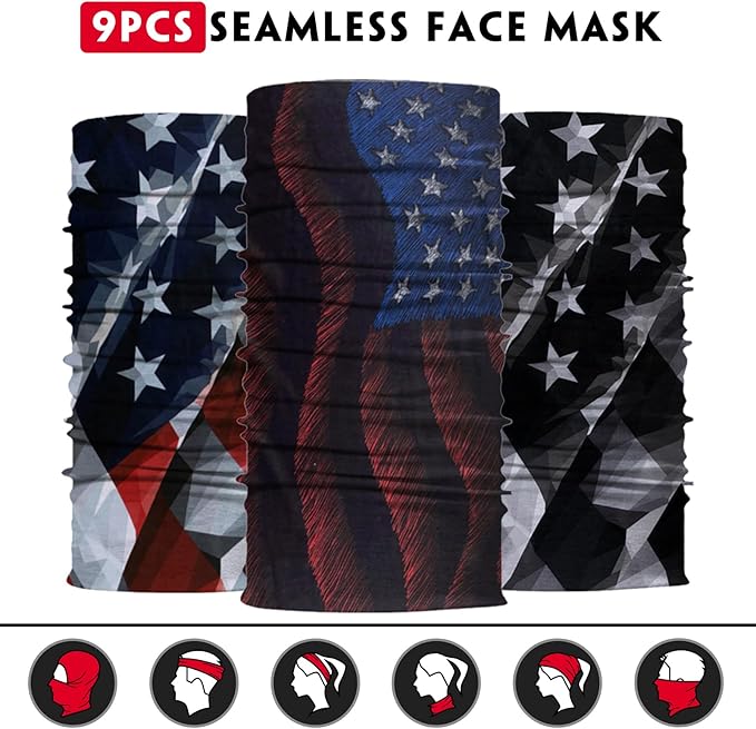 Neck Gaiter for Men Women Headwear Bandana Head Wrap Face Scarf Mask Cover Warmer Balaclava-Seamless & Versatile