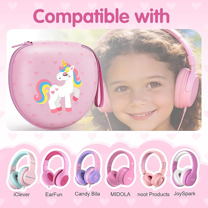 Kids Headphones Case Compatible with iClever HS19 / BTH12 / BTH22 / BTH20, Candy Bila BH03, JoySpark-T5, MIDOLA MD-B01, EarFun, IMYB, Noot Products Foldable Kids Headphones, Light Blue(Case Only)