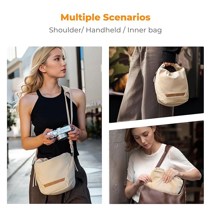 K&F CONCEPT Camera Sling Bag Small Compact Case, Cute Soft Camera Pouch Handbag for Urban Street Photography