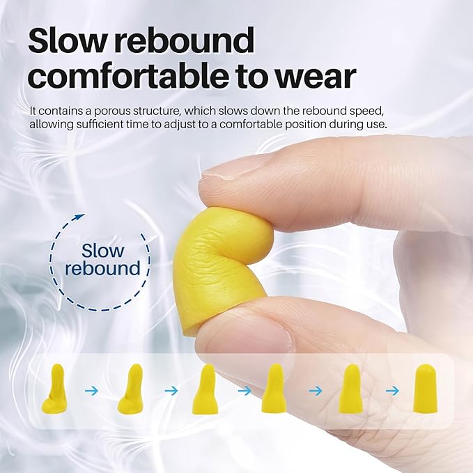 Ear Plugs - Noise Reduction Disposable Earplugs for Shooting, Sleeping, Work & Construction Site (50pairs Earplugs Yellow)