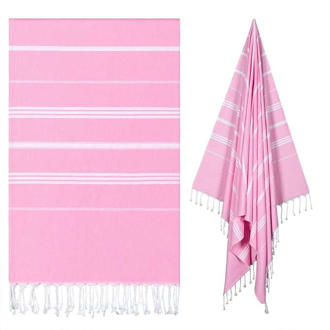 cabanana Turkish Beach Towel Oversized - 40"x70" Quick Dry Sand Free Thin Beach Towels for Adults,Extra Large Cotton Lightweigh Travel Towel for Beach Accessories (Light Pink)