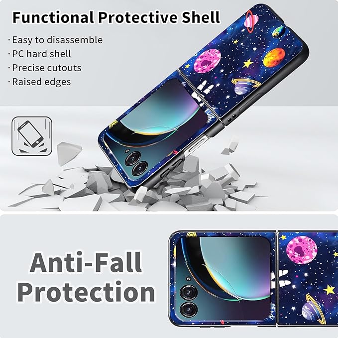 for Motorola Razr Plus 2025 Case,for Razor Plus 2025 Phone Case Cute Slim Hard PC Ultra-Thin Anti-Scratches Shockproof Protective Cover,Astronaut Space Planet