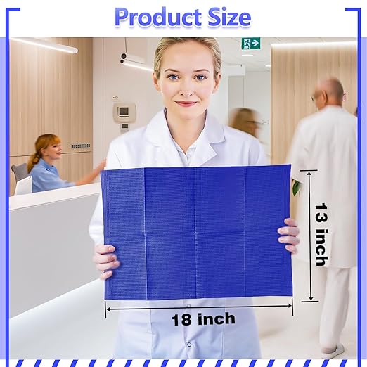50 Pcs Dental Bib Disposable Polyback Towels Waterproof Patient Bibs 3 Ply Tattoo Paper Napkins for Dental Office, Tattoo Shop and Beauty Salon - 13'' x 18", Dark Blue