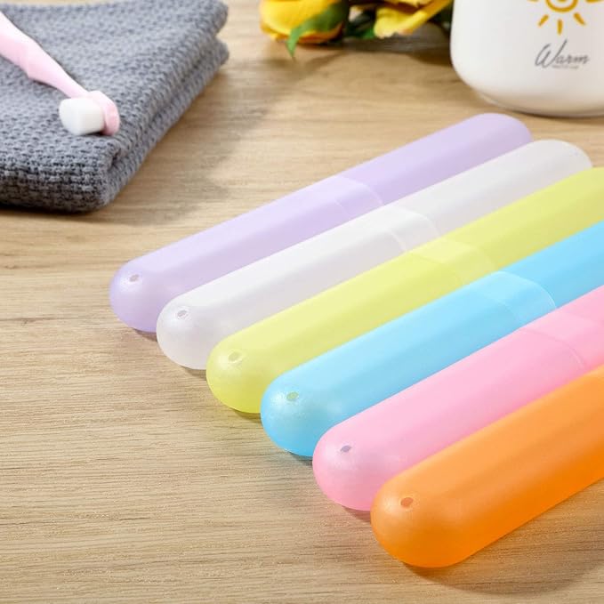 Boao 20 Pcs Travel Toothbrush Case Holder, Portable Toothbrush Storage, Classroom Pencil Case for Kids, Assort Color Toothpaste Cover Protector for Travel Use (Bright Color)
