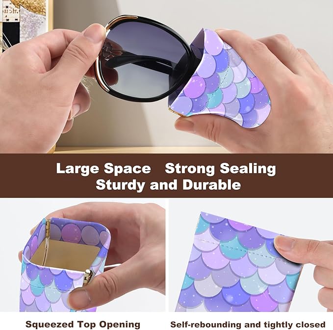 Anikathy 2Pcs Sunglass Eyeglass Glasses Case Soft PU Leather with Cleaning Cloth Cute Glasses Pouch Bag for Men Women Girs