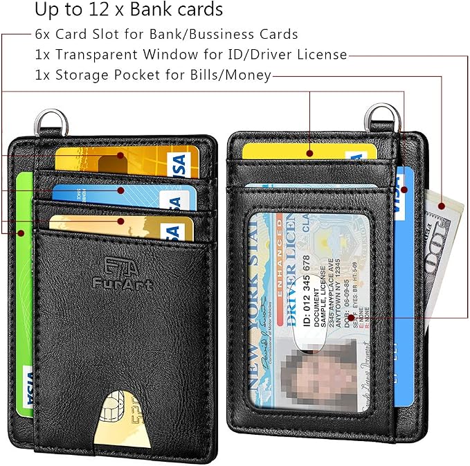 FurArt Slim Minimalist Wallet, Front Pocket Wallets, RFID Blocking, Credit Card Holder for Men