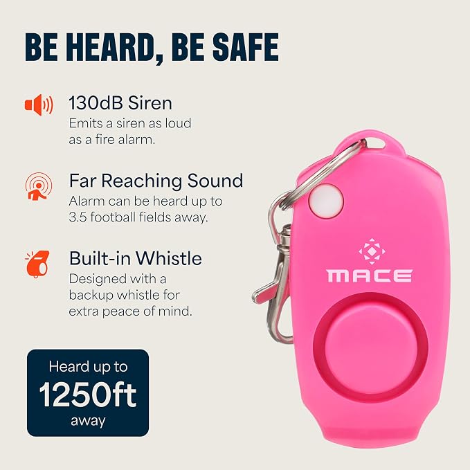Mace Personal Safety Alarm & Mace Pepper Spray Kit - Loud 130db Siren with Built in Emergency Whistle, 10 Feet Range Pocket Model (0.42 oz) Self Defense Pepper Spray for Women & Men
