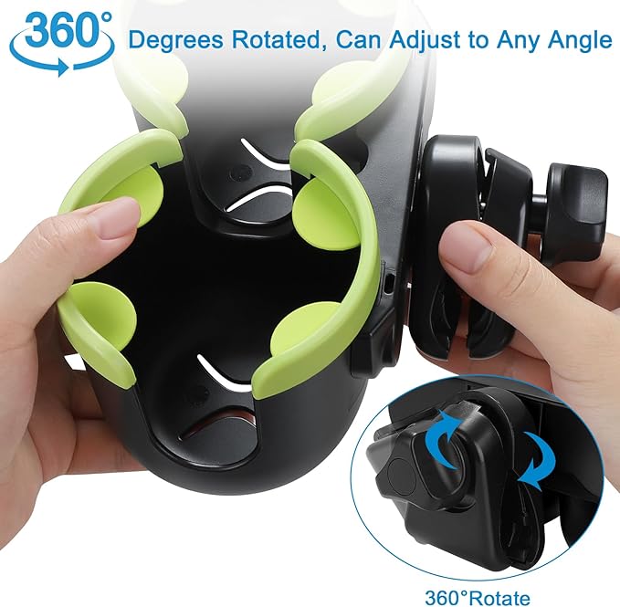 Accmor Stroller Cup Holder with Phone Holder, Bike Cup Holder, Universal Cup Holder for Uppababy Nuna Doona Strollers, 2-in-1 Cup Holder for Walker, Wheelchair, Scooter