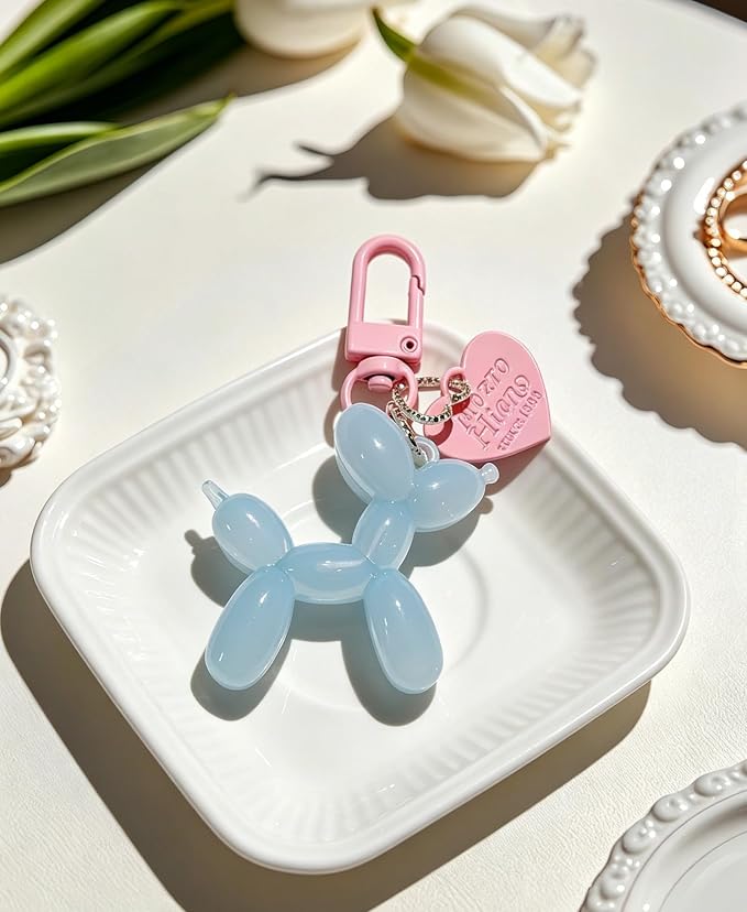 LAEKOU Jelly Balloon Dog Design Keychain for Women, Cute Girls Key Chain, Bag Charms Accessories for Car Purse Backpack