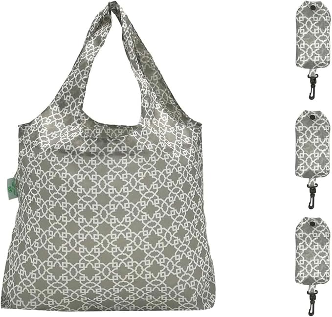 HOLYLUCK Reusable Grocery Bags,Heavy Duty Foldable Shopping Tote Bag (Standard, 3 Maze)