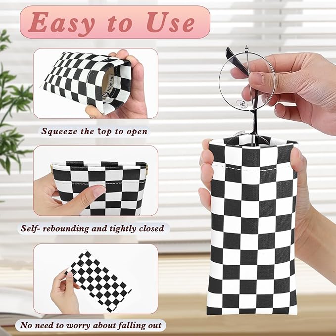eyeglasses bag Soft Glasses bag, Portable Squeeze Top Sunglasses Case Travel for Women Girls