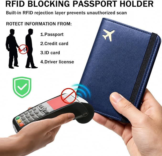 ZOPPEN Passport Holder Wallet, Passport Cover Travel Wallet Women Travel Essentials Accessories Document Organizer Travel Must Haves Rfid Blocking Cover Case for Women and Men, Blue
