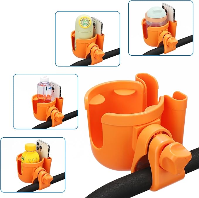 Accmor Stroller Cup Holder with Phone Holder, Bike Cup Holder, Universal Cup Holder for Uppababy Nuna Doona Strollers, 2-in-1 Cup Holder for Walker, Wheelchair, Scooter