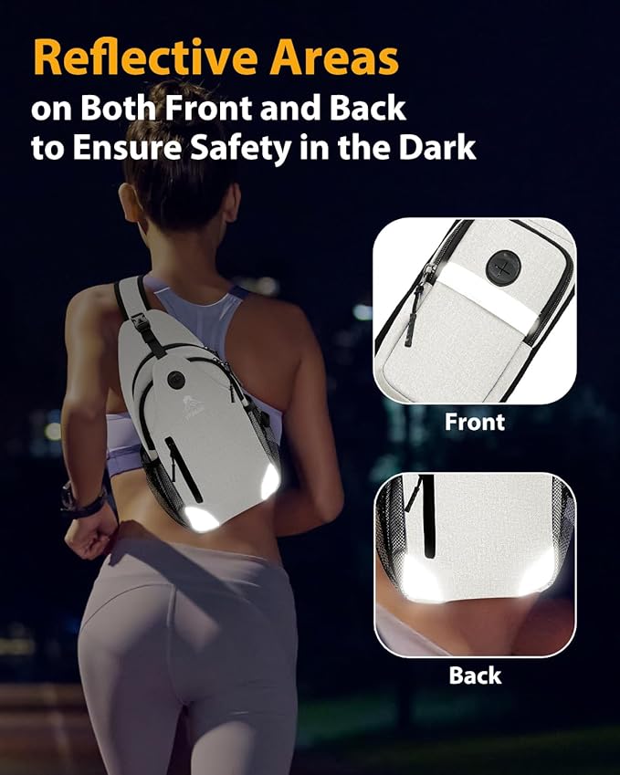 Sling Backpack for Women & Men, Crossbody Travel Bag with Water Bottle Holders, 17 Pockets, Quick-Access Phone Pocket, Hidden Security Pocket, Fits 11" Tablet, for Daily Carry, Travel, Theme Parks