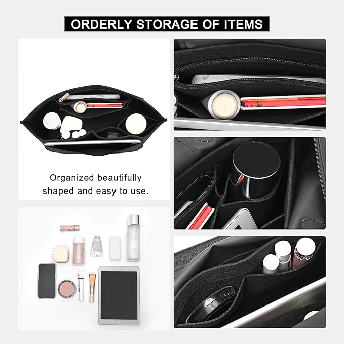 LOUKAYCCI Felt Purse Organizer Insert for Longchamp Le Pliage S Handbag Insert (Small, Black)