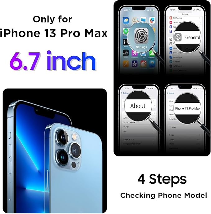 Compatible with iPhone 13 Pro Max Case Waterproof, Built-in Screen & Camera Protector IP68 Underwater Full Body 13FT Military Dropproof Shockproof Phone Case 6.7"-Black/Clear-Mag