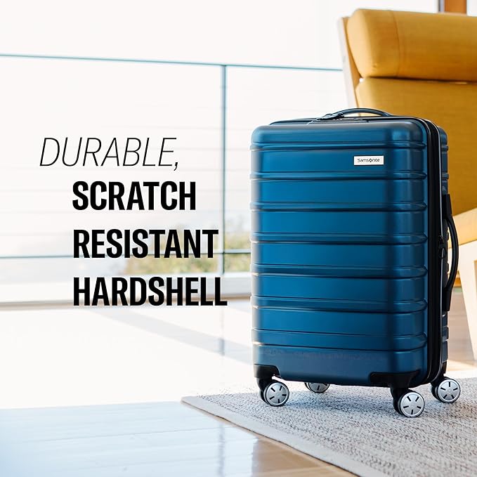 Samsonite Omni 2 Global Carry-On Spinner Luggage - Compact Size For International Travel - Airline-Approved - Features Expandable Polycarbonate Shell, 360° Wheels, USB Power Hub - Purple