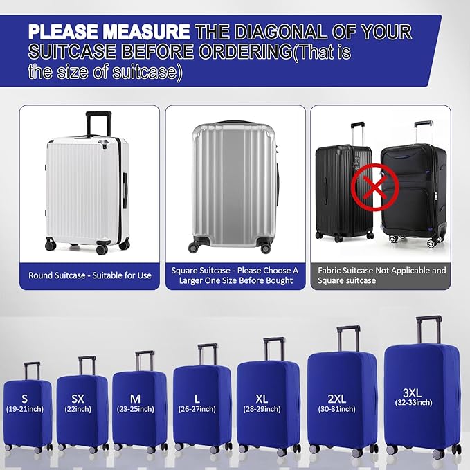 Travel Luggage Cover - Scratch-Resistant Fit 19-31 Inch, Blue, XL(28-29 inch)