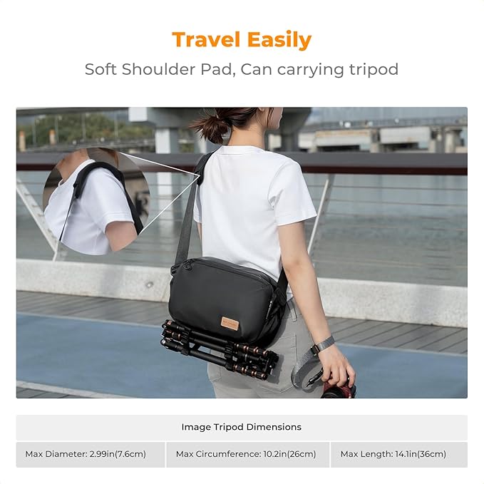 K&F CONCEPT Camera Sling Bag Crossbody Bag Waterproof Camera Shoulder Backpack DSLR/SLR/Mirrorless Camera Case