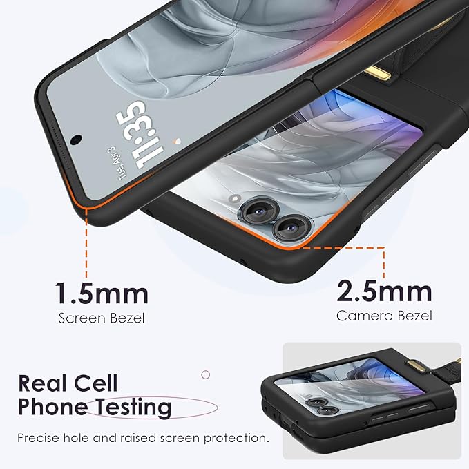 Maxdara for Motorola Razr 2026/2025/2024 Case [Not Fit Ultra or Plus], Built-in Screen Protector and Ring Holder, Hard PC Shockproof Phone Case for Moto Razr 2026/2025/2024 (Black)