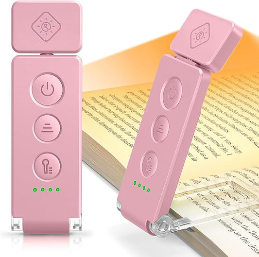 Glocusent 12 LED Rechargeable Book Light, Clip-on Reading Light with 5 Colors & 5 Brightness Levels, Up to 100Hrs Runtime, Eye-Caring Reading Lights for Books in Bed, Perfect for Book Lovers, Kids