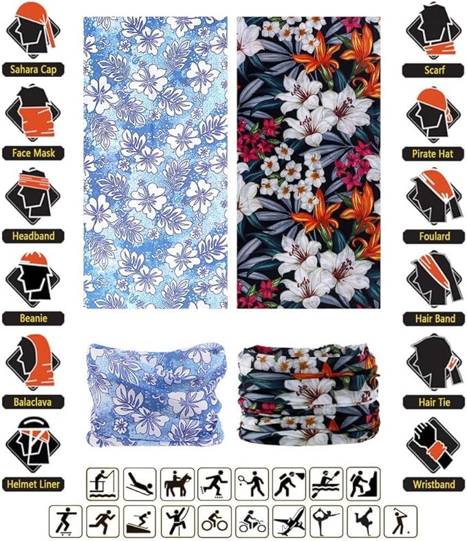 VANCROWN Headband Neck Gaiter Head Wrap Headwear Face Mask Magic Scarf Bandana for Men and Women