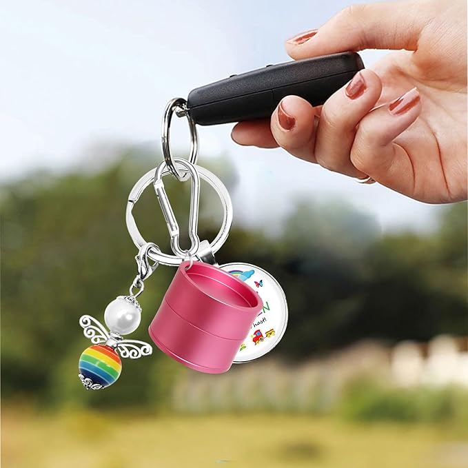 Mini Travel Ring Holder Keychain, Portable Jewelry Holder Keychain with Protective Sponge, Small Necklace Earrings Case for Gym Sports Bag Purse