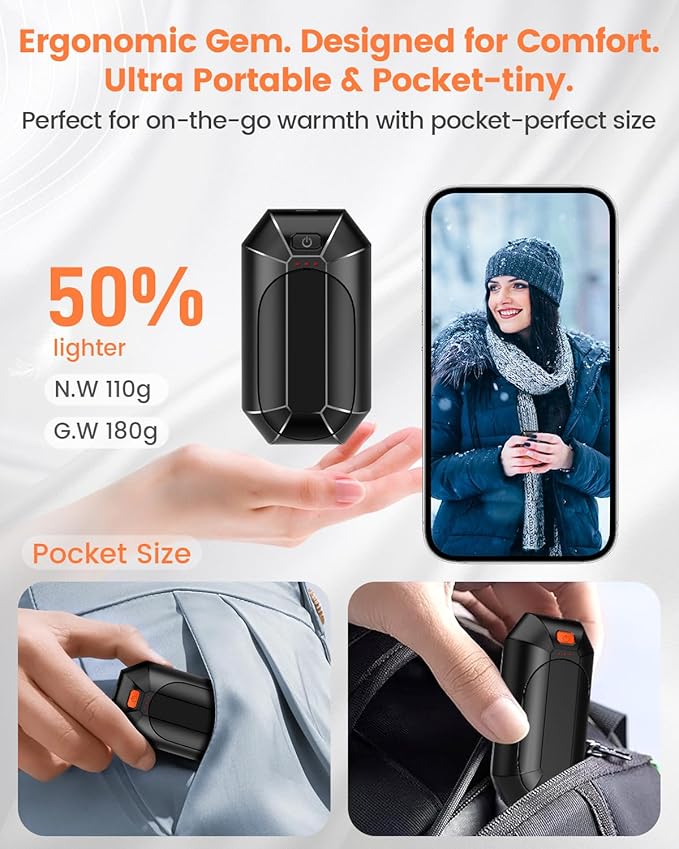 AI Hand Warmers Rechargeable 2 Pack, Electric Handwarmers Reusable, AI Smart Safe Heat Long Lasting Portable Pocket Heater, Warm Gifts for Men Women Outdoor Indoor Hiking Studying Hunting Golf Camping