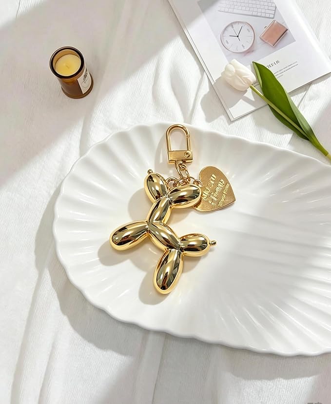 LAEKOU Jelly Balloon Dog Design Keychain for Women, Cute Girls Key Chain, Bag Charms Accessories for Car Purse Backpack
