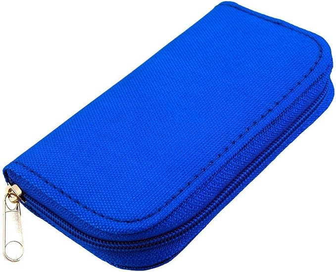 Memory Card Case - Carrying Case Suitable for Micro SD, Mini SD and 4X CF, Card Holder Bag Wallet for Media Storage Organization (Blue)