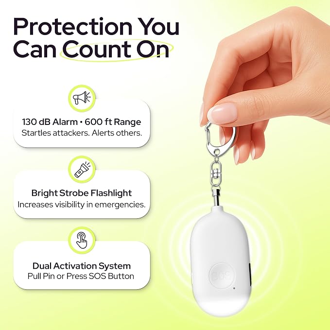 Weten Rechargeable Personal Alarm Keychain - 130dB Siren, LED Light - 3Pack Personal Safety Alert for Women to Carry - Panic Button Alarm for Security - Rape Whistle for Self Defense (Pink&Blue&White)