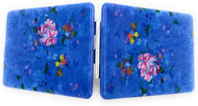 Abstract Flowers Compact Mirror Royal Blue Color Handheld Mirror Finnish Artist Travel Gifts Small Folding Mirrors Foldable and Magnifing