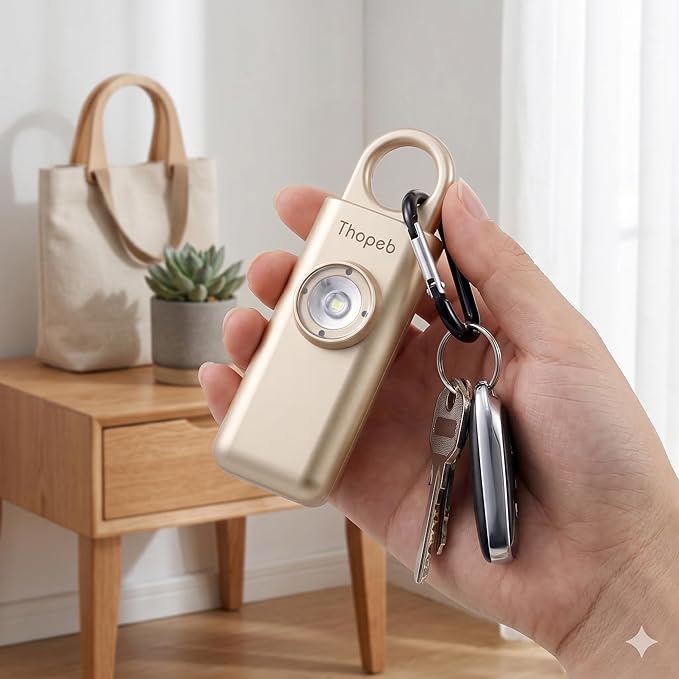 Thopeb–The Original Personal Safety Alarm for Women Self Defense – Elders & Kids Self Defense Keychain Siren – 135dB Loud Siren Bird Sound – Cute Key Chains Protection (Metallic Rose)