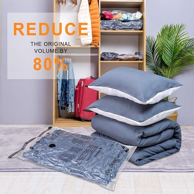 GONGSHI Vacuum Storage Bags, Space Saver Seal Bags For Clothing, Travel Luggage,Blankets, Comforters, Pillows, Clothes Storage.10 Medium