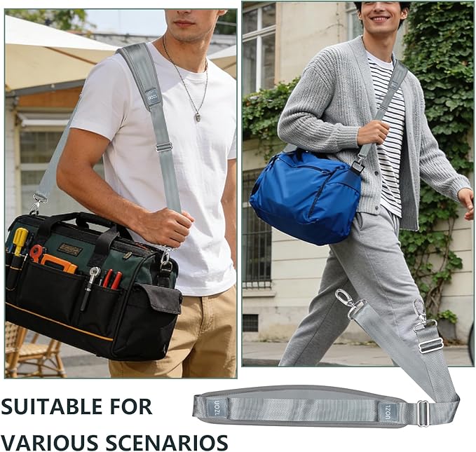 67 Inch Shoulder Straps, Soft with Ultra-Thick Fixed Shoulder Pad, Two Way Independently Adjustable Buckle Replacement Straps for Laptop Bag Messenger Bag Tool Bag Luggage,Grey