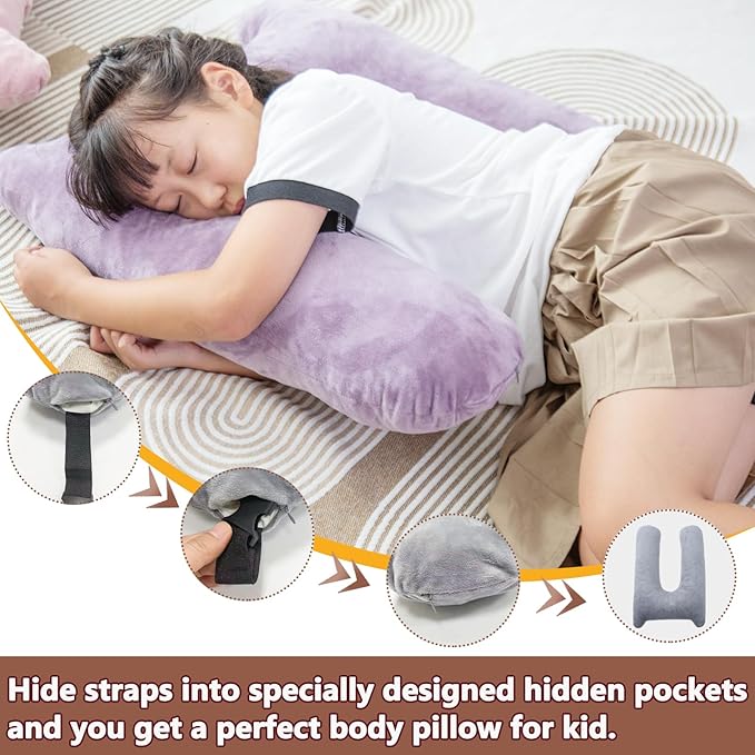 1 MIDDLE ONE Car Pillow for Kids, Memory Foam Cooling Travel Pillow for Car and Adults, Kids Car Pillows for Sleeping on Road Trip, Small Body Pillow for Kid (Cooling Grey)