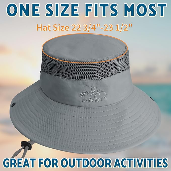 PFFY Sun Hats for Men Women Wide Brim Bucket Hat UPF 50+ Outdoor Beach Hiking Fishing Hat