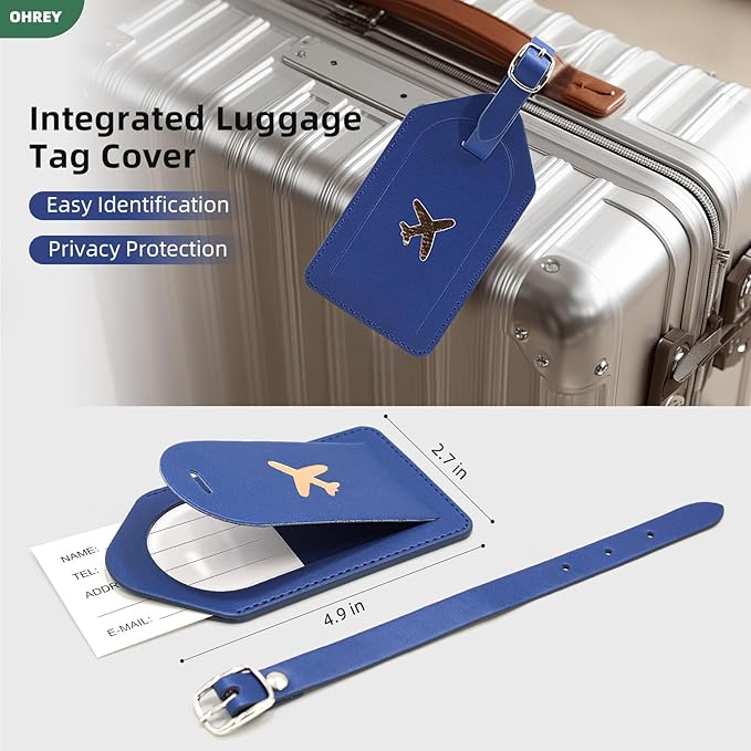 Passport Holder for Travel Family with Slot for AirTag & Luggage Tag Cover, – RFID Blocking Passport Wallet for Women & Men | PU Leather Passport Cover Case with Money Pocket – Blue