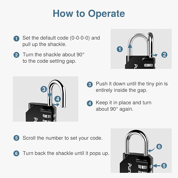 Puroma 10 Pack Combination Lock for Locker 4 Digit Outdoor Waterproof Padlock for School, Gym, Sports, Fence, Toolbox, Gate, Case, Outdoor, Hasp Storage, Cabinets (Black)
