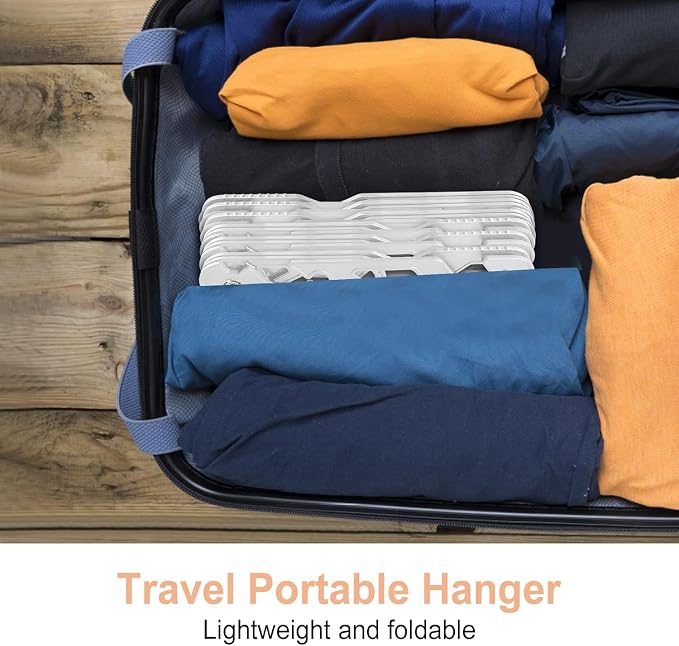Premium Travel Hangers 3 Pack Portable Folding Clothes Hangers - Super Bearing Collapsible Hanger Foldable Clothes Drying Rack for Travel, Indoor and Outdoor Use (3 Pack White)