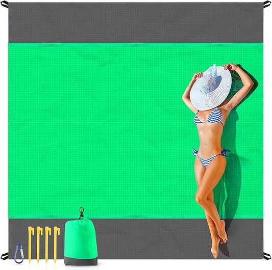 EASYFUN Beach Blanket Sandproof Oversized, 79''×83'' Extra Large Beach Mat, Portable Picnic Mat for Travel Camping Hiking, Lightweight Beach Essentials Family Water Resistant Mat