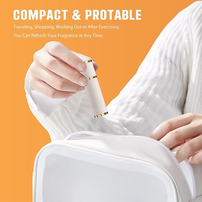 5ml Travel Perfume Atomizer Refillable, Mini Portable Genuine Leather Cologne Sprayer, Pocket Size Empty Fragrance Spray Bottle - Gift for Women Men (White)