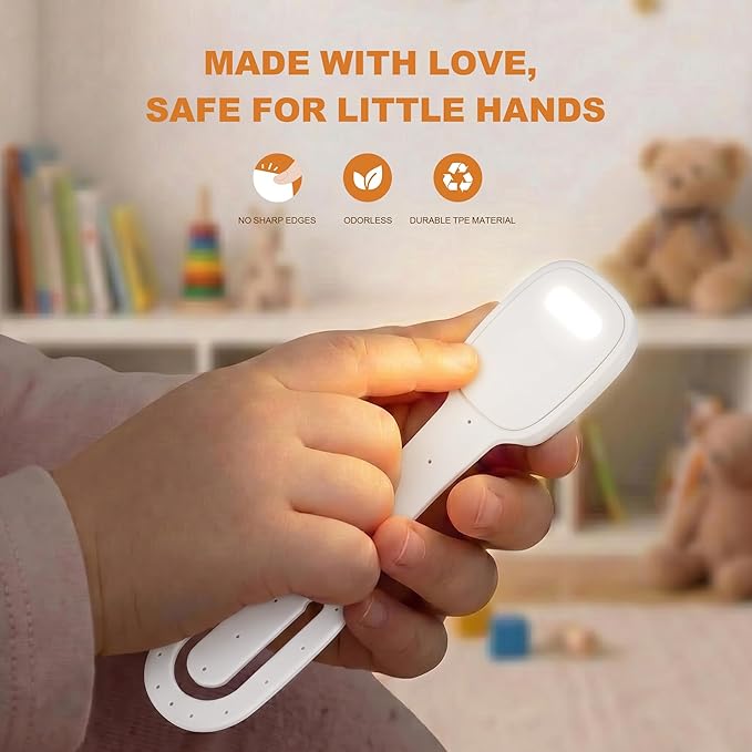 Rechargeable Kids Book Light, Cute Bookmark Reading Light for Kids, Dimmable Portable LED Book Light for Reading in Bed, Eye-Caring Bedtime Reading Lamp for Children & Travel, White