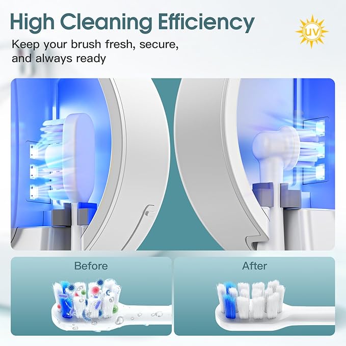 Upgraded UV Toothbrush Cleaner Holder, Electric Toothbrush Holder for Bathroom,Tooth Brush Holders Wall Mounted,LED Smart Screen,Cleaning and Drying Fits All Toothbrushes for Home & Travel
