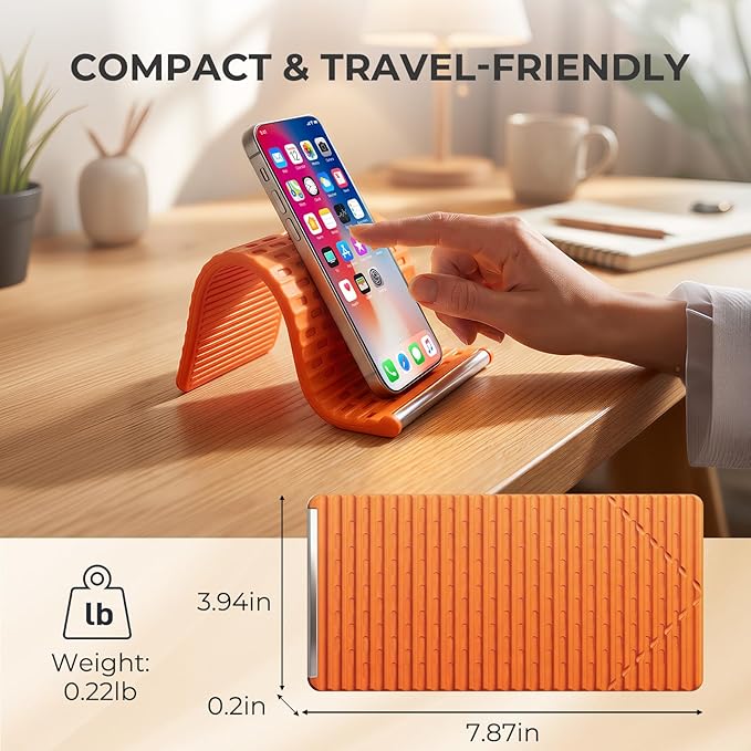 SEANCHEER 2026 Portable Foldable Phone Stand,Flexible Silicone Aluminum Phone Holder, Hands Free Adjustable,Anti-Slip&Scratch Cellphone Desk Travel Stands for iPhone,Tablet,Laptop